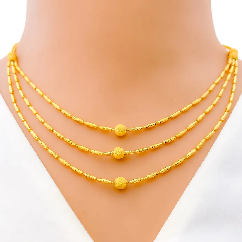 Shimmering Triple Lara 22k Gold Necklace Set