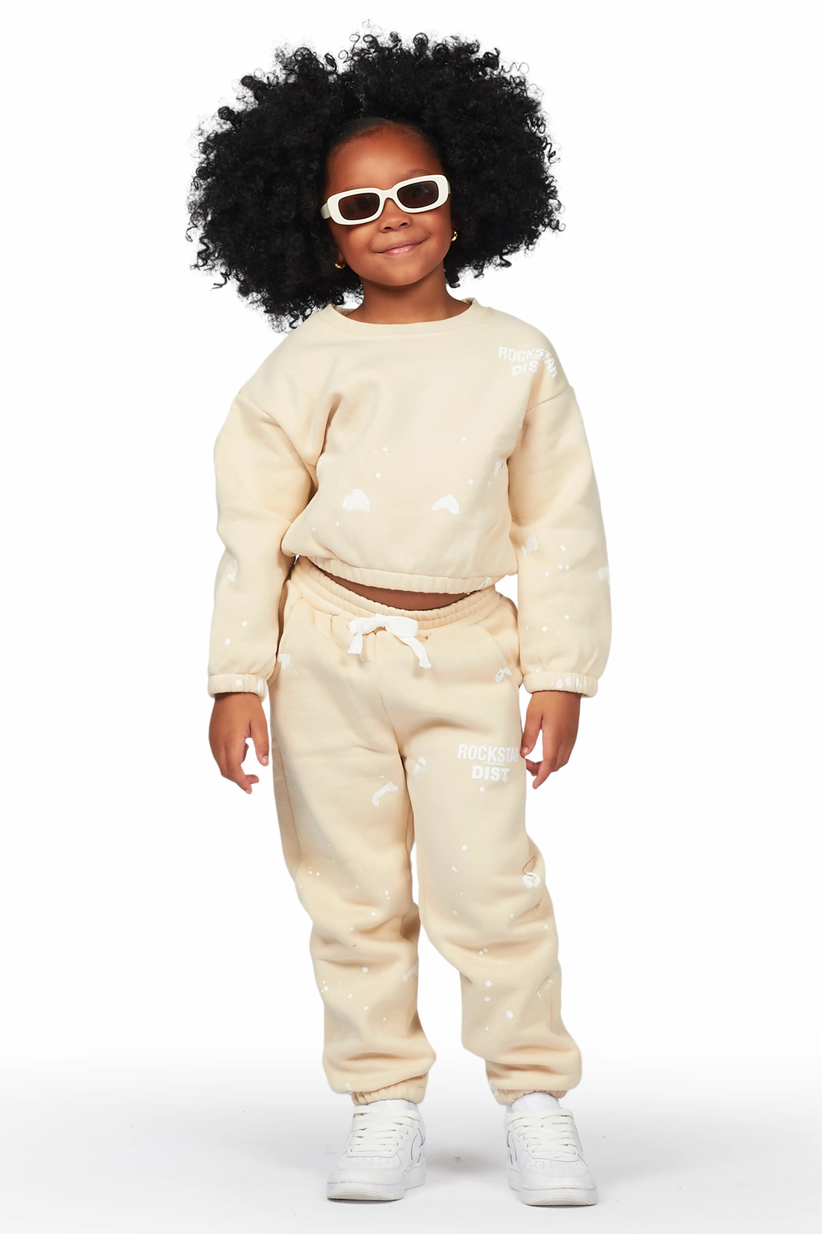 Girls Hadley Light Mocha Crop Top Pant Set