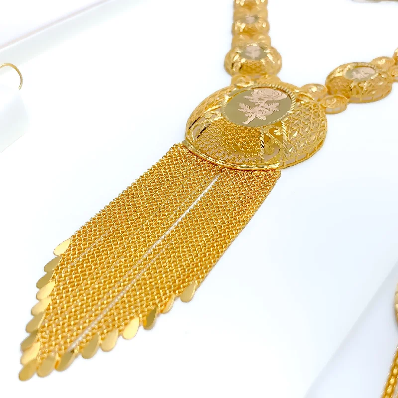 Elongated Oval Mesh 5-Piece 21k Gold Necklace Set