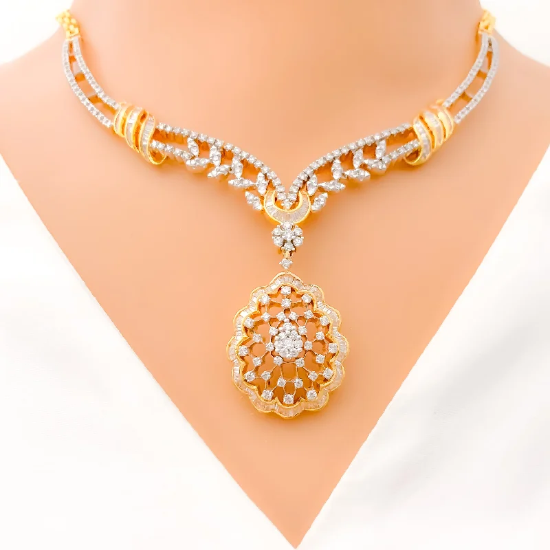 Extravagant Floral Vine Diamond + 18k Gold Set