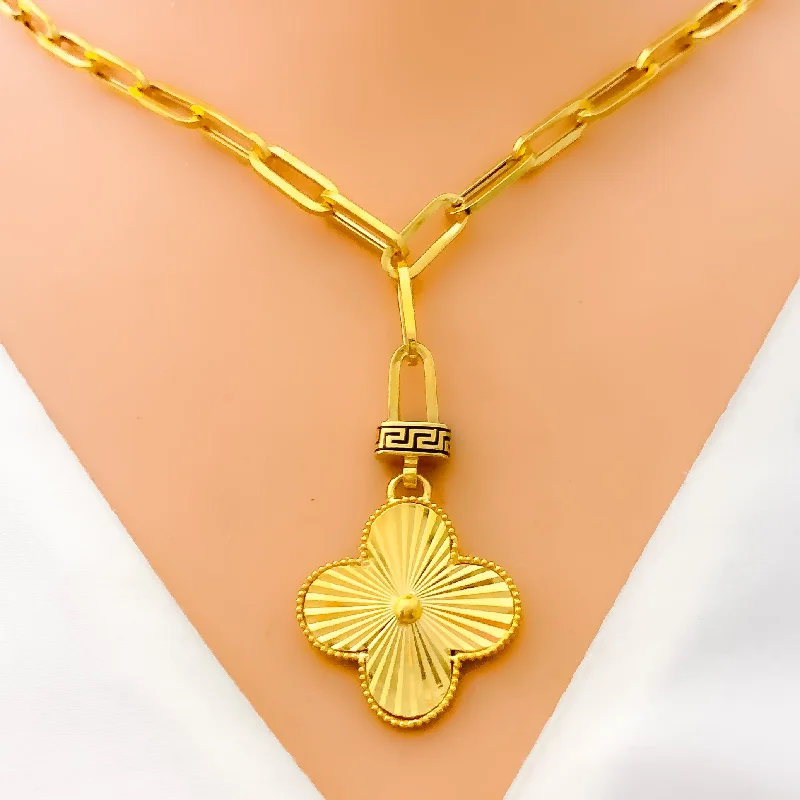 Delightful Delicate 5-Piece 21k Gold Clover Necklace Set