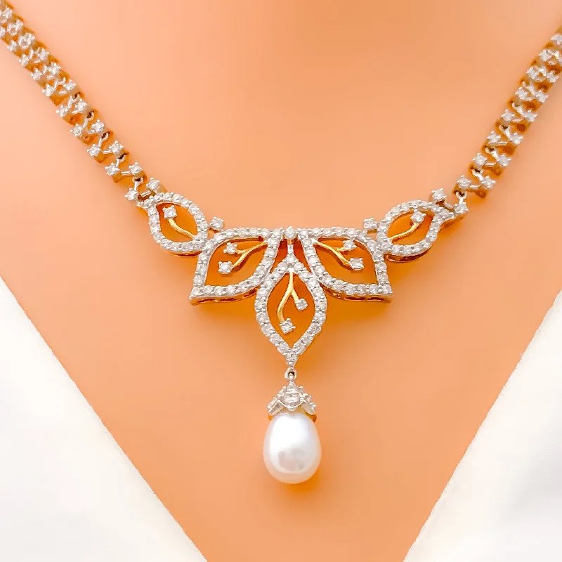 Graceful Pearl Drop Diamond Set