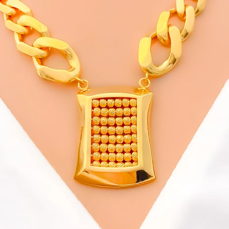 Distinct Block Style 5-Piece 21k Gold Necklace Set