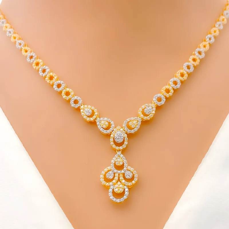 Embellished Graduating Drop 22k Gold CZ Necklace Set