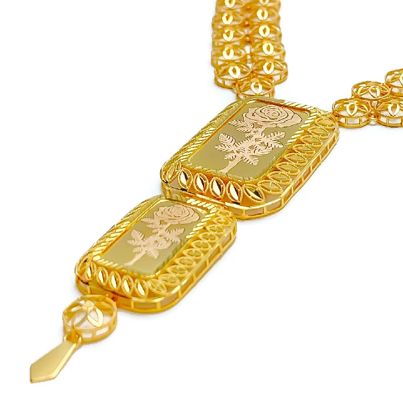 Royal Rectangle 5-Piece 21k Gold Long Necklace Set