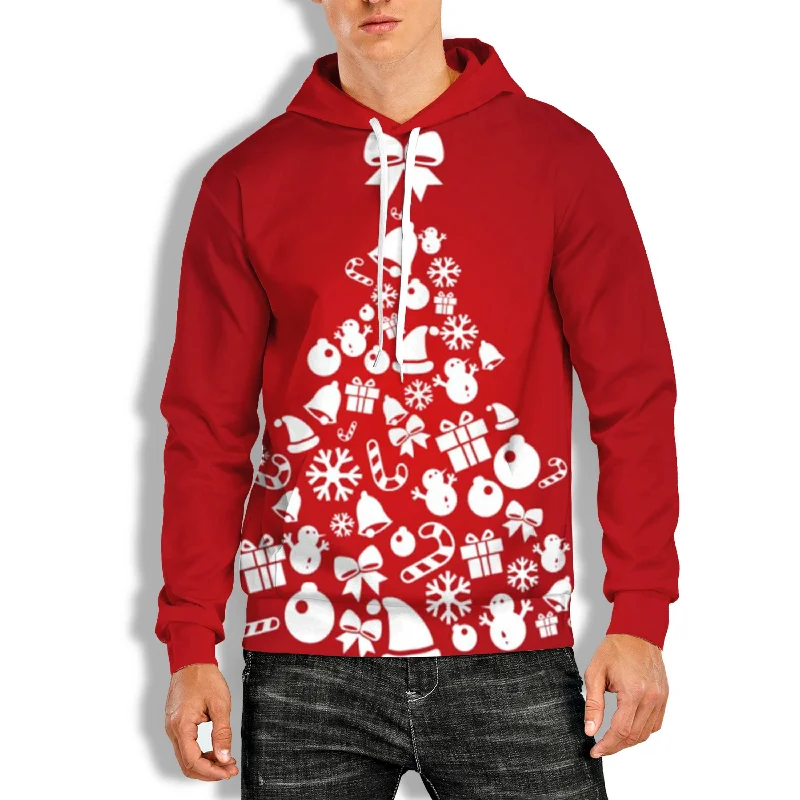 3D PRINT OVERHEAD HOODIE WITH CHRISTMAS PRINT