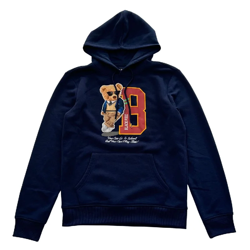 Black Pike Bear Patch Embroidered Hoodie (Navy)