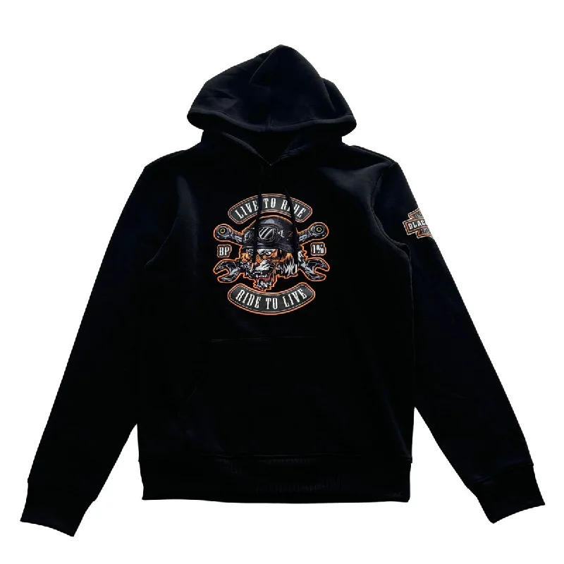 Black Pike Live to Ride Patch Embroidered Hoodie (Black)