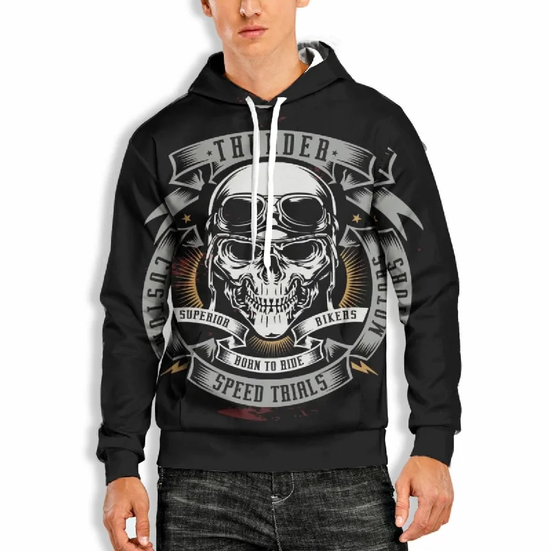 3D PRINT HOODIE WITH SKULL and SLOGAN PRINT