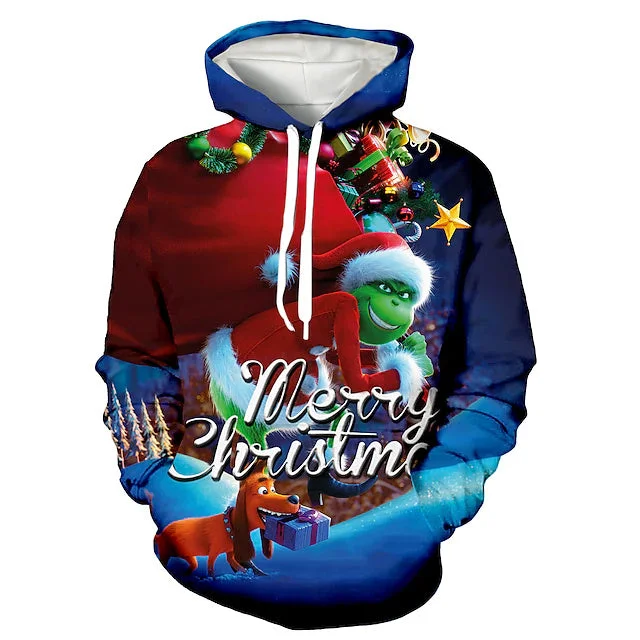 3D PRINT HOODIE WITH Green Wacky CHRISTMAS