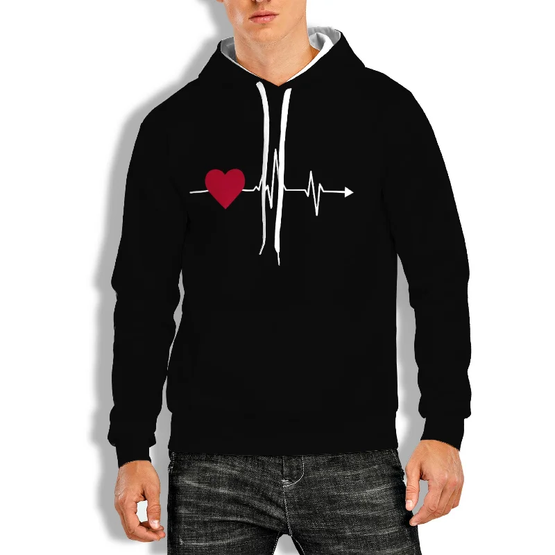 3D PRINT HOODIE WITH VALENTINE'S HEART PRINT