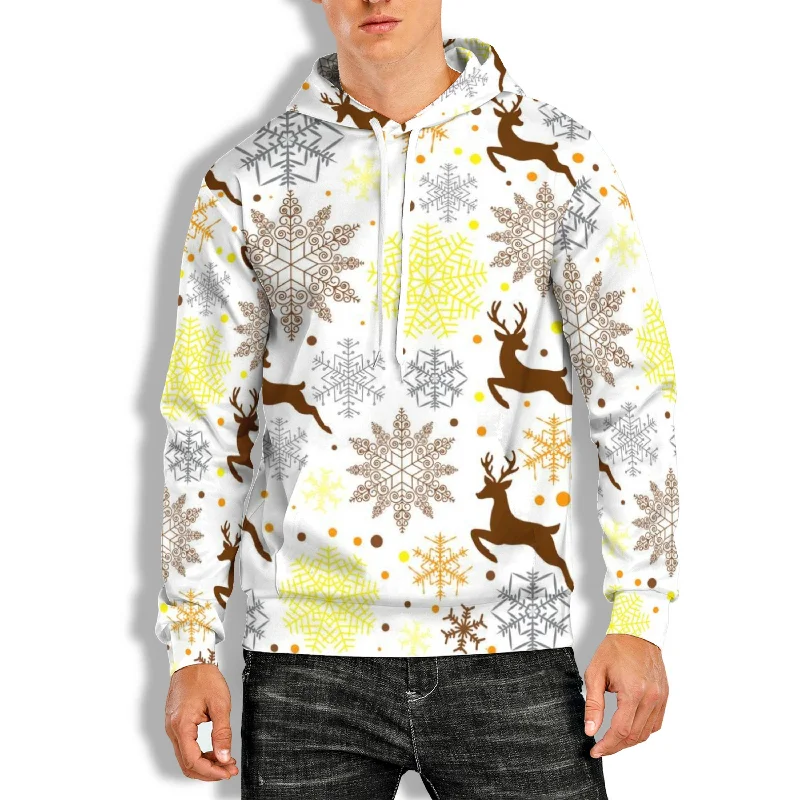 3D PRINT OVERHEAD HOODIE WITH CHRISTMAS PRINT