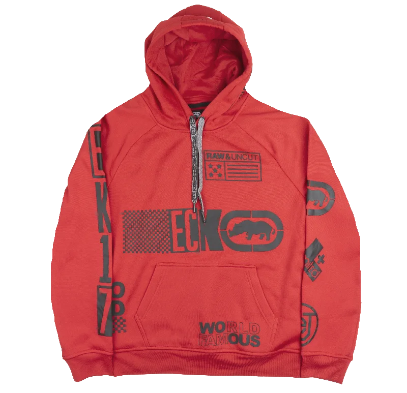 ECKO UNLTD FLEECE HOODIE SWEATSHIRT TRUE ECKO RED - E032H732