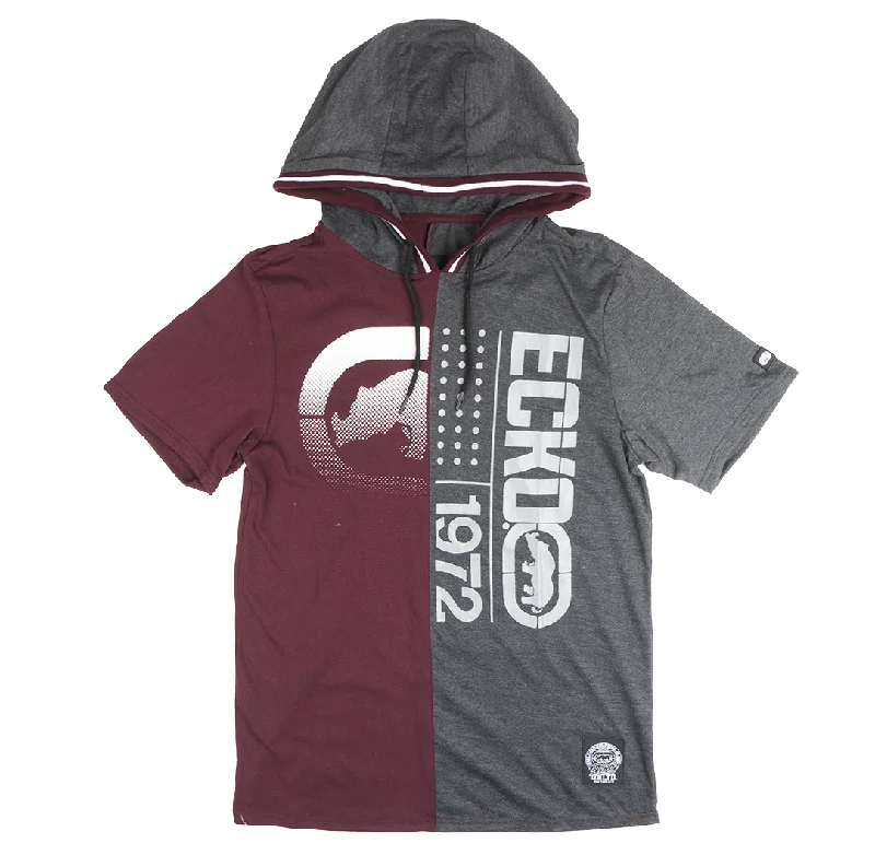 ECKO UNLTD S/S HOODIE SHIRT BURGUNDY/CHARCOAL HTR - E012K810