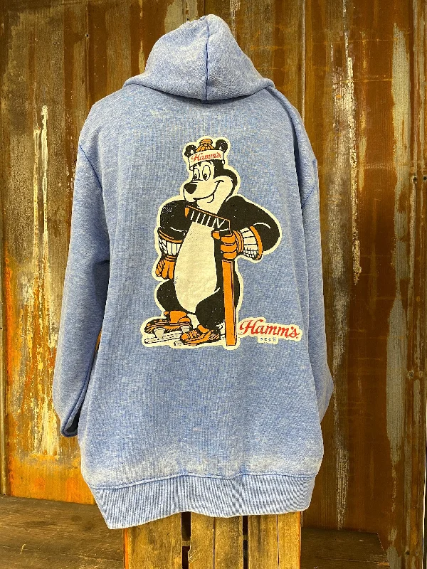 Hamm's Hockey Bear Hoodie- Acid Etch Blue