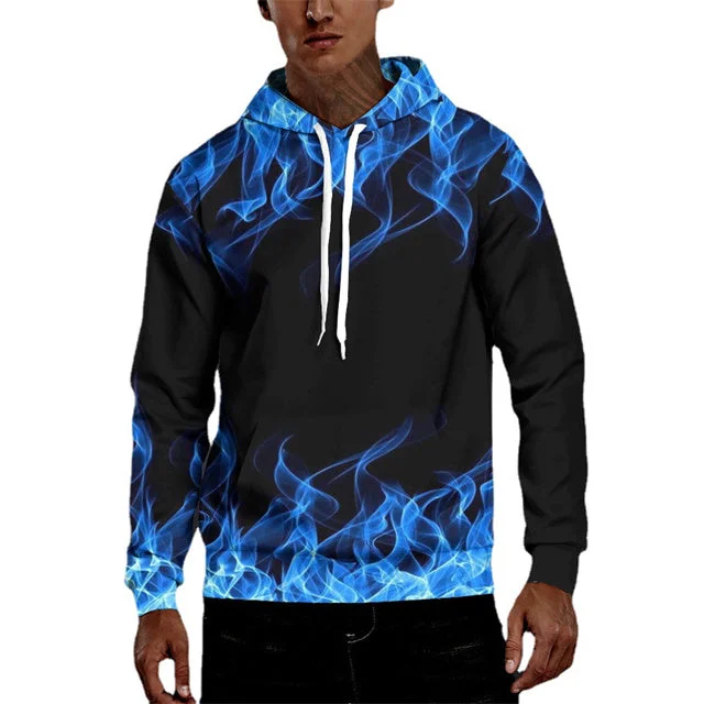 3D Print Hoodie with Blue Flame Print