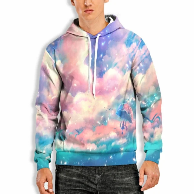 3D Printed Hoodie with Pink Sky Print