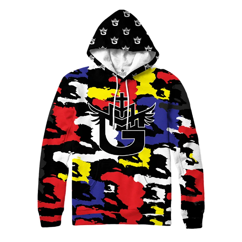 TMMG LUXURY HAITI ARMY BLUE & RED CAMO HOODIE