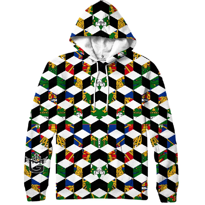 TMMG HAITI HAITIAN FLAG CUBE BLOCK PRINT HOODIE