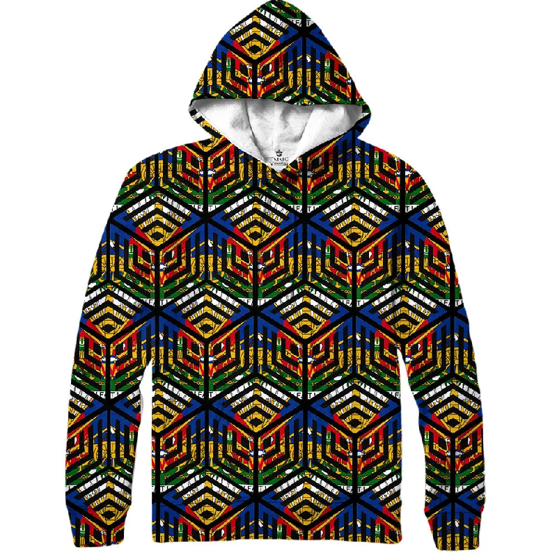 TMMG LUXURY HAITI FLAG INSPIRED HEXAGON PRINT HOODIE