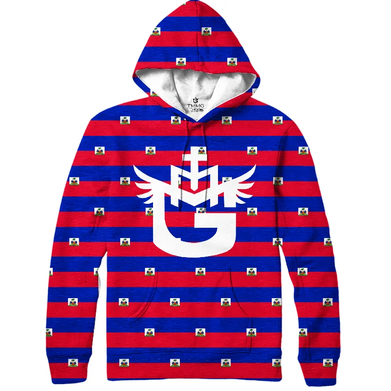 TMMG LUXURY LOGO HAITI FLAG INSPIRED ALL OVER HOODIE