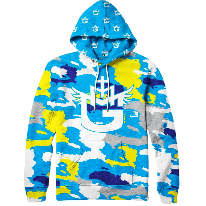 TMMG LUXURY SKY BLUE HAITI CAMO MAP HOODIE