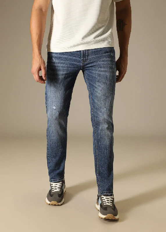 Dark Blue Ankle Slim Fit Denim