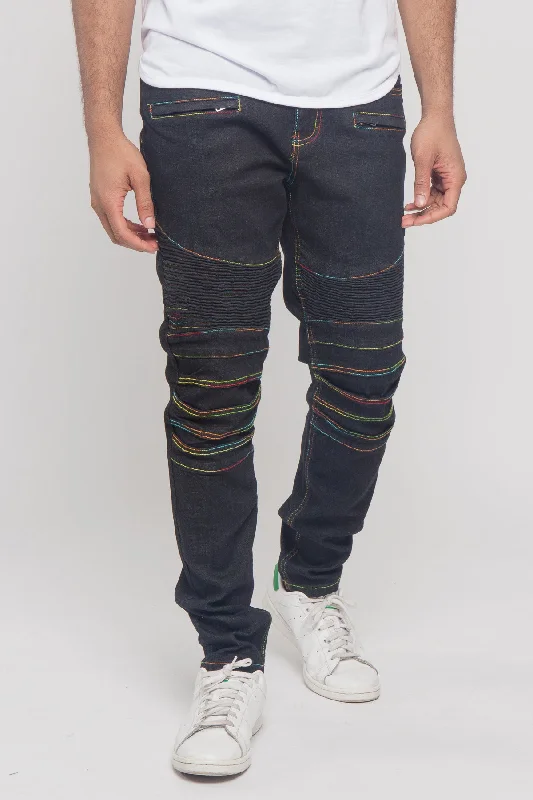 Rainbow Stitch Raw Denim Jeans