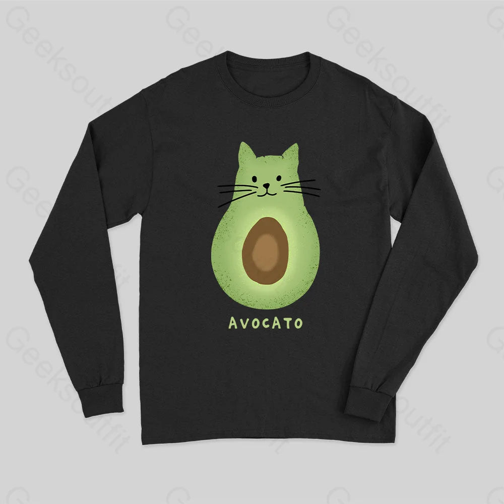 Avocato Cat Avocado Pun Long Sleeve T-Shirt