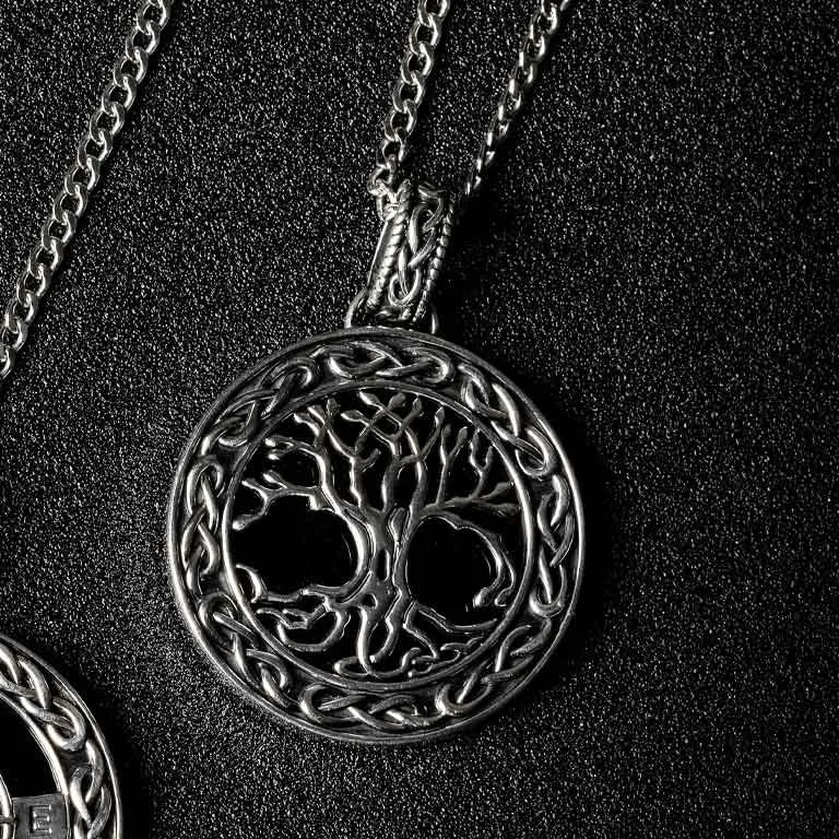 Black Onyx Sterling Silver Men’s Celtic Tree of Life Necklace