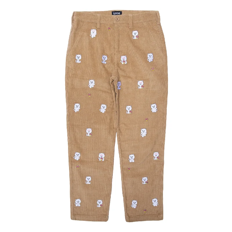 Hello Nermy Corduroy Embroidered Pants (Tan)