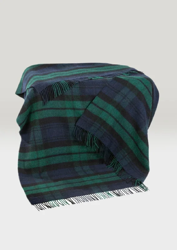 John Hanly Cashmere Merino Throw - Navy Green