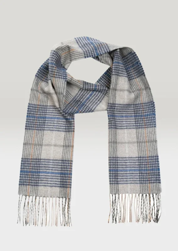 John Hanly Merino Scarf | Silver Navy