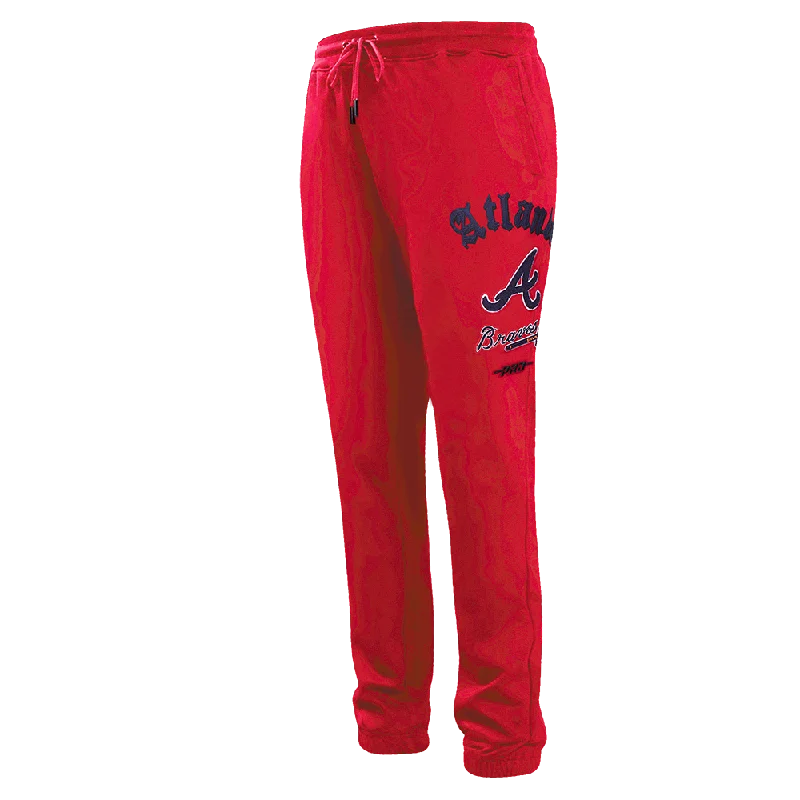 MLB ATLANTA BRAVES OLD ENGLISH MEN'S SWEATPANT (RED)