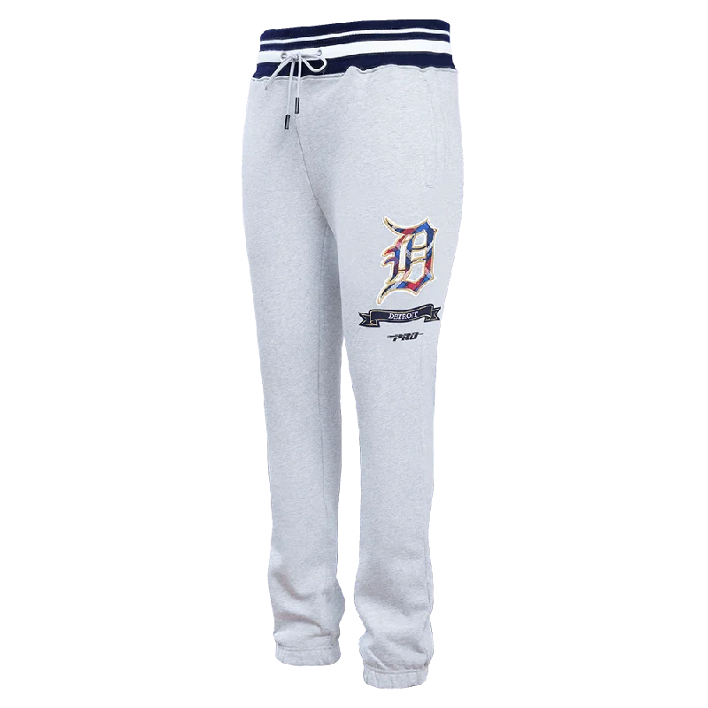 MLB DETROIT TIGERS PRO PREP MEN'S RIB FLC SWEATPANT (HEATHER GREY/MIDNIGHT NAVY)