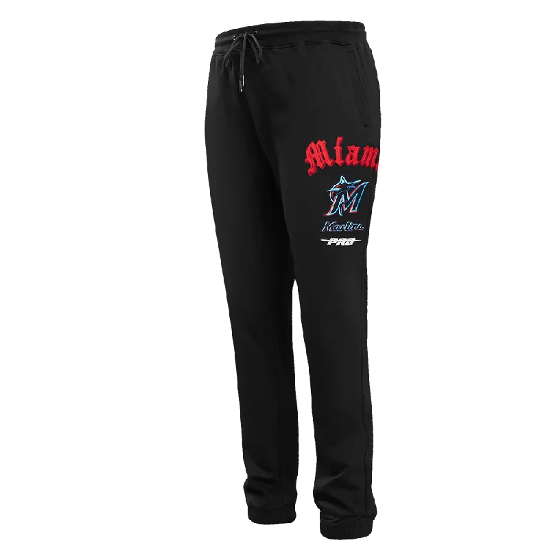 MLB MIAMI MARLINS OLD ENGLISH MEN'S SWEATPANT (BLACK)