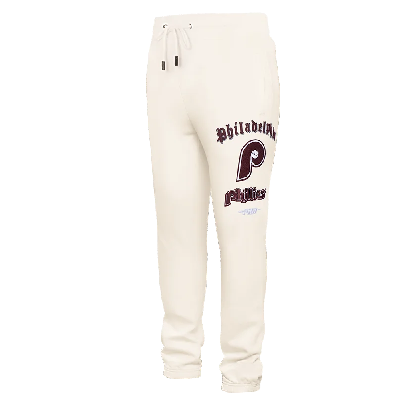 MLB PHILADELPHIA PHILLIES RETRO OLD ENGLISH MEN'S SWEATPANT (EGGSHELL)