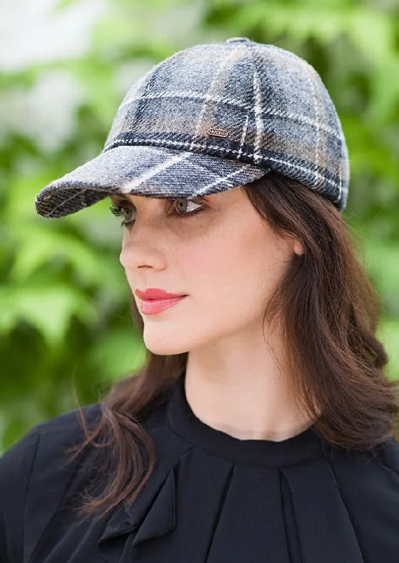 Mucros Ladies Baseball Cap | Black Grey Check