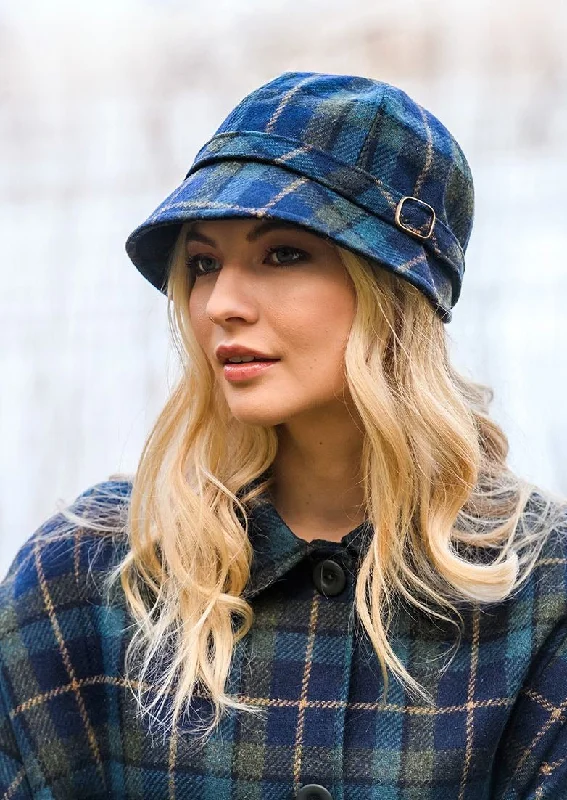 Murcos Flapper Hat | Navy Green Check