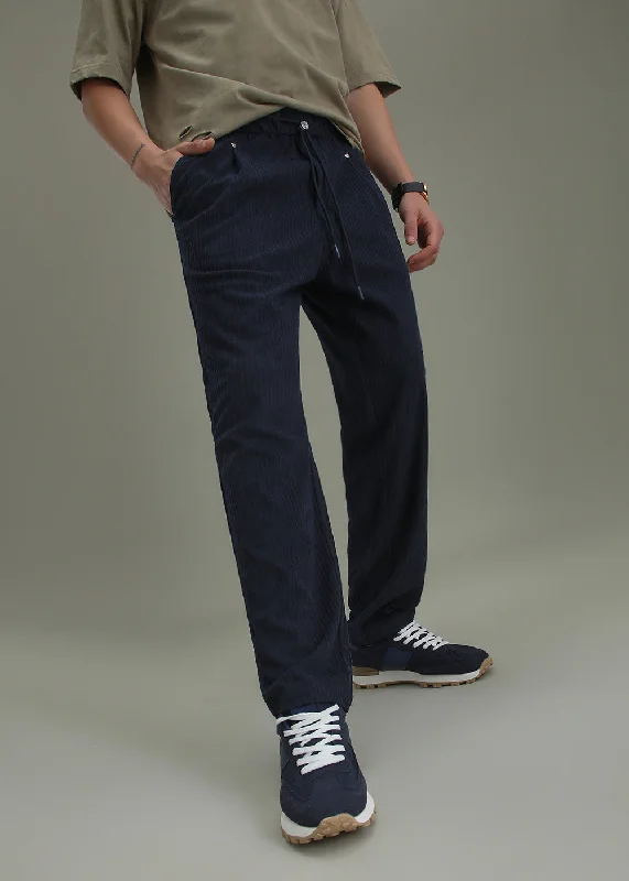 Prussian Blue Drawstring Corduroy Pant