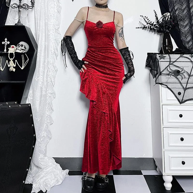 Women's Gothic Slim-fitted Fishtail Maxi Dress