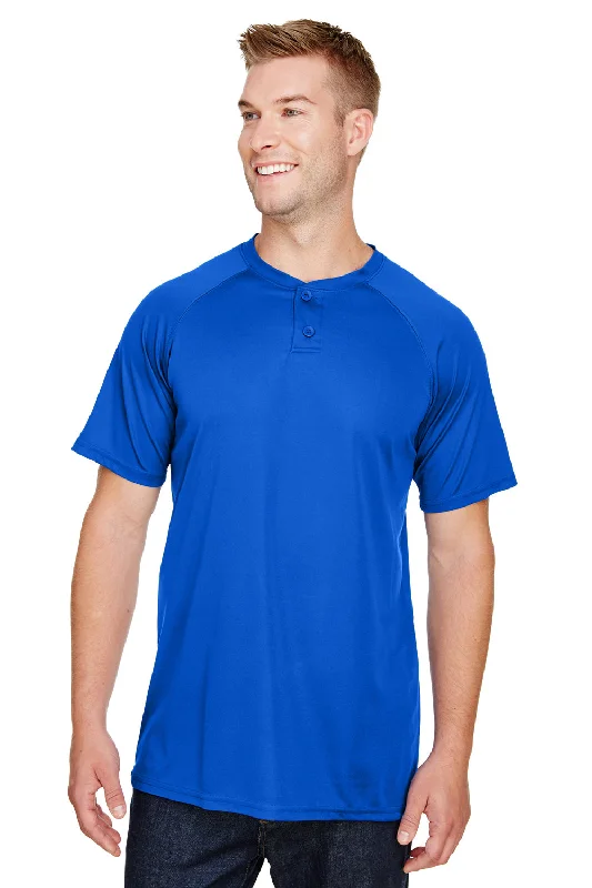 Augusta Sportswear Mens Attain 2 Moisture Wicking Button Short Sleeve Baseball Jersey - Royal Blue