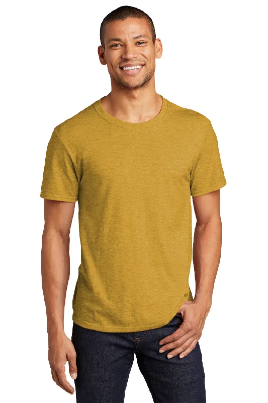 Jerzees Mens Premium Blend Moisture Wicking Short Sleeve Crewneck T-Shirt - Heather Mustard Yellow